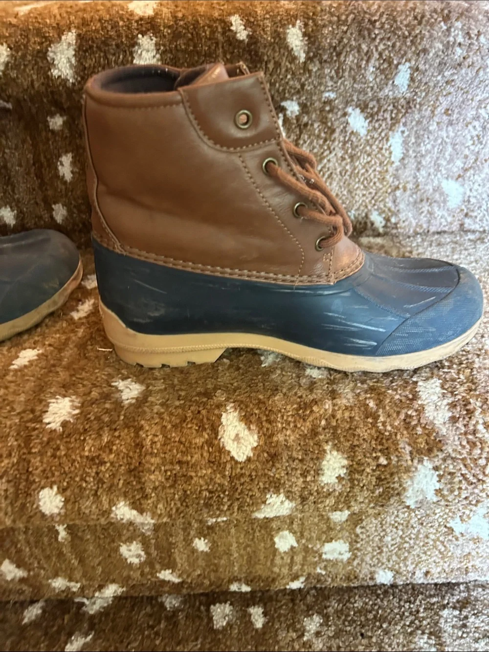 Sperry Brown and Navy Kids Duck Boots Boys 5